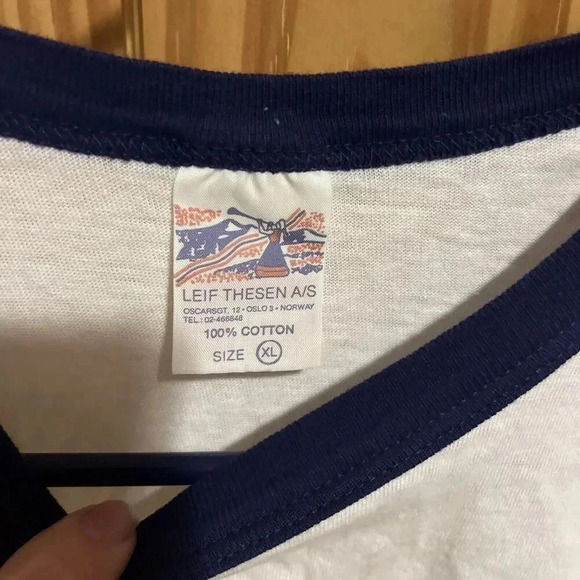 Vintage 90's Single-stitched Leif Thesen A/S T-shirt Sz XL NORGE Norway Flag Tee - Picture 3 of 6